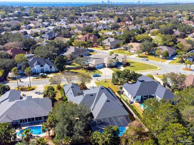 aerial view with a residential view