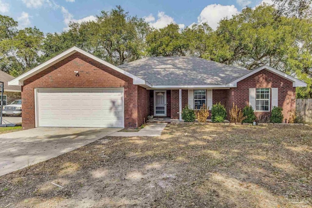 single story home featuring a garage