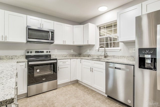 kitchen with white cabinetry, appliances with stainless steel finishes, and sink