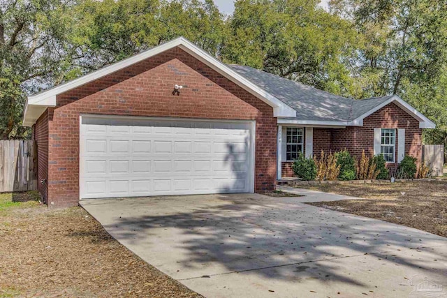 single story home with a garage