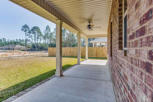 view of patio with ceiling fan