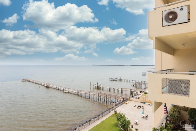 water view featuring a dock