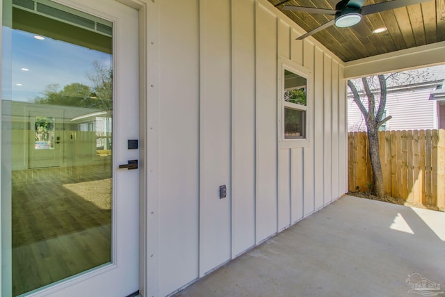 view of patio / terrace featuring ceiling fan