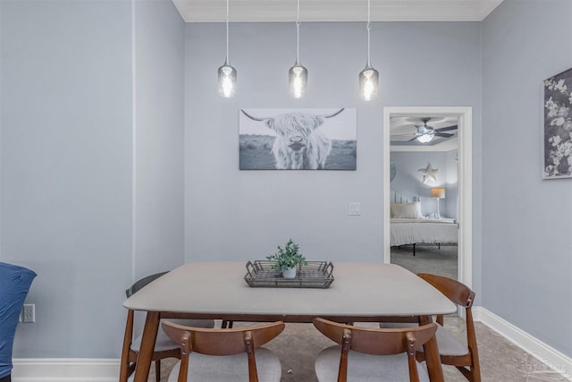 dining area featuring ceiling fan