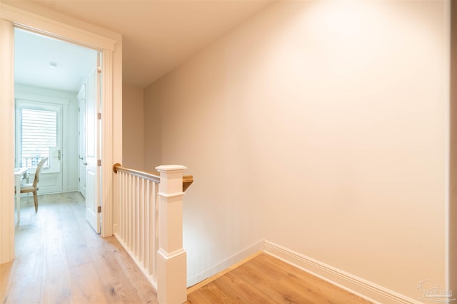 corridor featuring light wood-type flooring