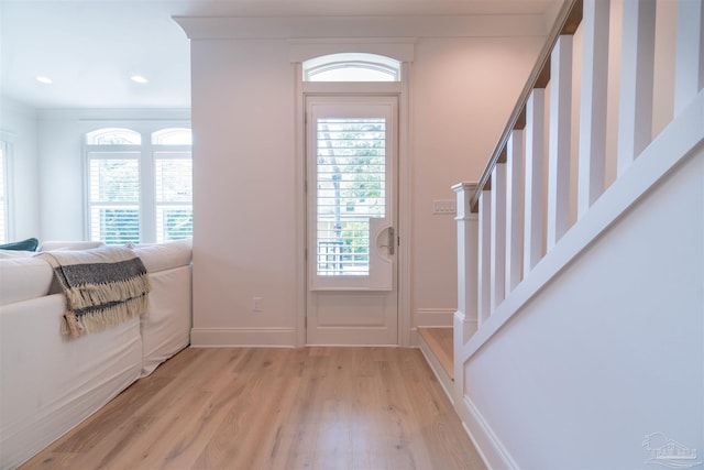 entrance foyer featuring light wood-type flooring