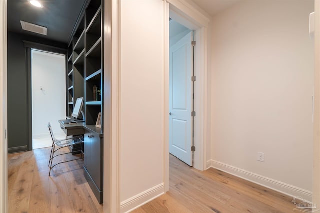 office area with light wood-type flooring