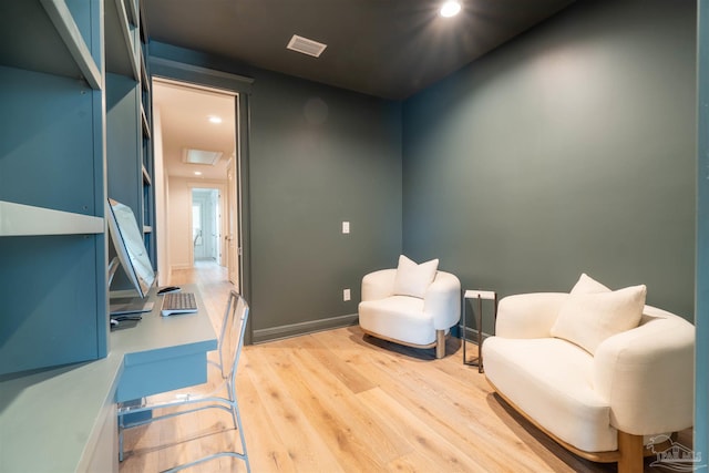 home office featuring light hardwood / wood-style floors