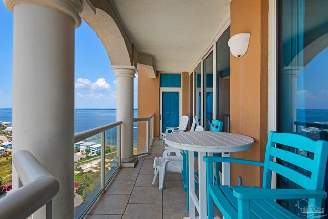 balcony with a water view