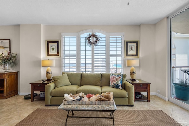 view of tiled living room