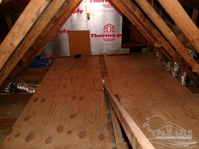 view of unfinished attic