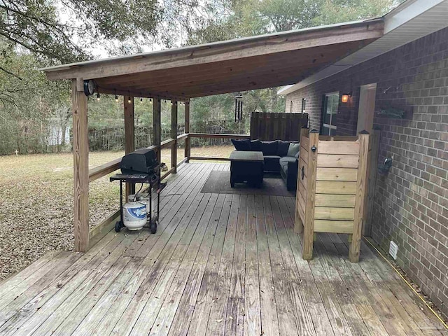 deck featuring area for grilling