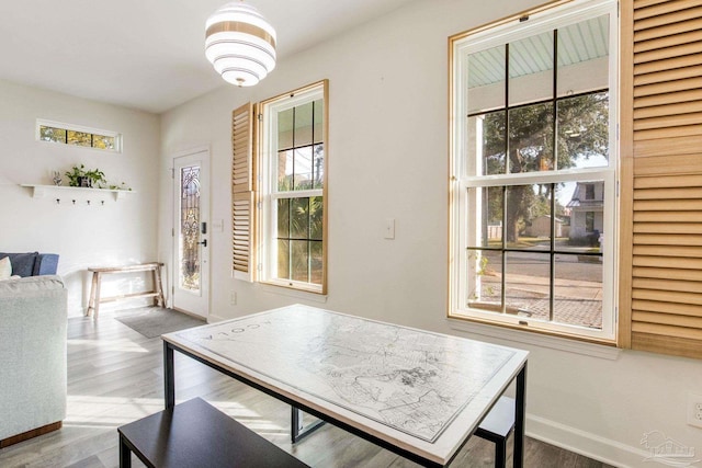 interior space with hardwood / wood-style floors