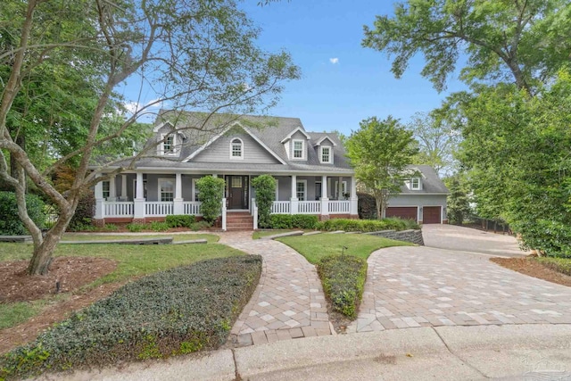 view of front facade with covered porch and driveway