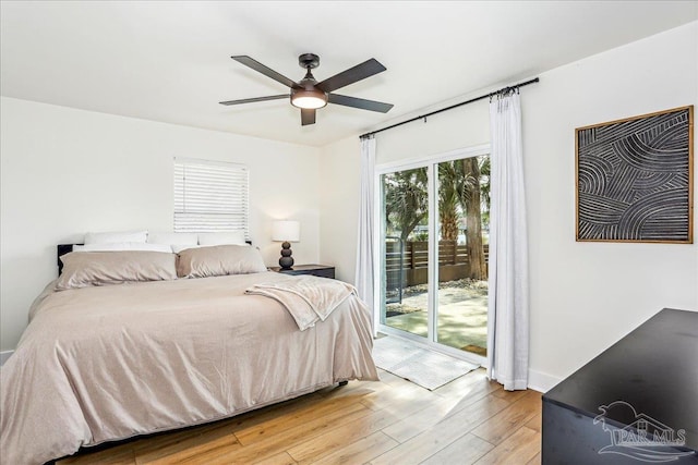 2707 E De Soto St, Pensacola, FL 32503 - bedroom with a ceiling fan, light wood-type flooring, and access to exterior