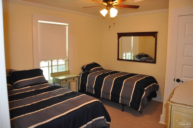 4565 Forsyth St, Bagdad, FL 32583 - carpeted bedroom with ornamental molding and ceiling fan