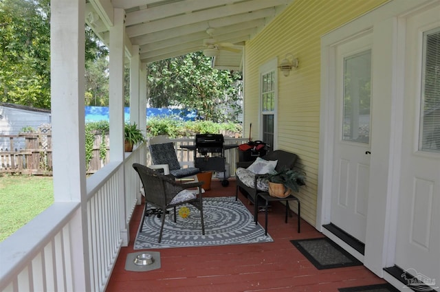 4565 Forsyth St, Bagdad, FL 32583 - wooden deck with a ceiling fan