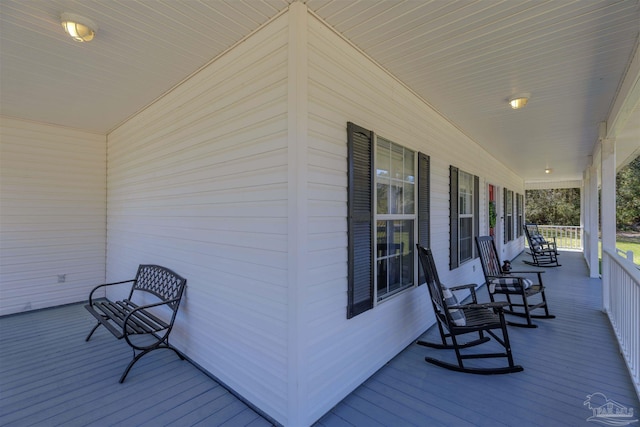 wooden deck with covered porch