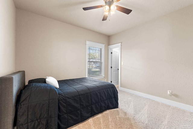 bedroom with carpet and ceiling fan