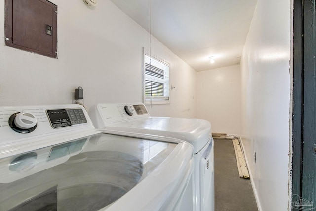 laundry area featuring separate washer and dryer and electric panel