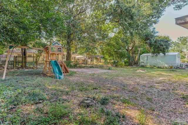 view of yard featuring a playground