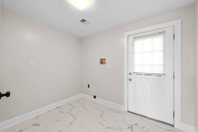 washroom with hookup for a washing machine and electric dryer hookup