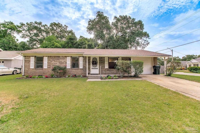 8500 Blue Jay Way, Pensacola, FL 32534 - ranch-style house featuring brick siding, driveway, a front yard, and a garage