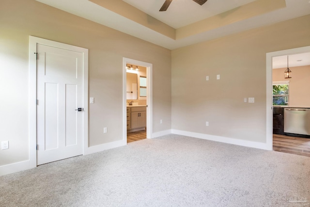 205 Webb St, Cantonment, FL 32533 - unfurnished bedroom with carpet flooring, baseboards, connected bathroom, and a ceiling fan
