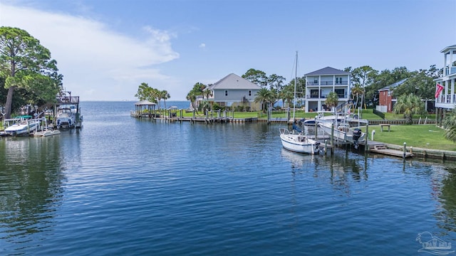 view of water feature featuring a dock