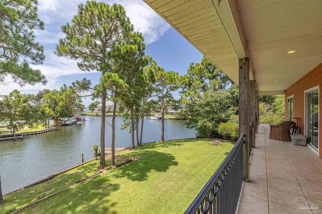 exterior space featuring a water view