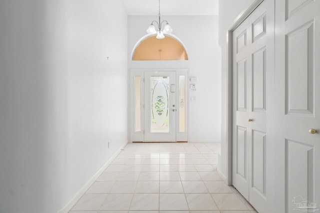 foyer with light tile patterned floors