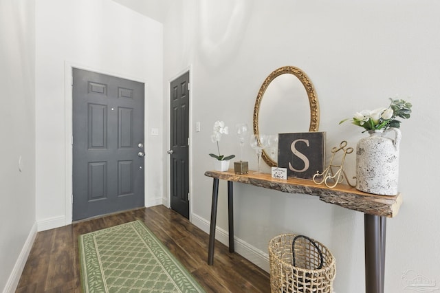 4793 Coronado Cir, Crestview, FL 32539 - foyer with dark wood-style flooring and baseboards