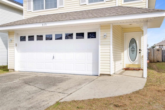 exterior space with a garage