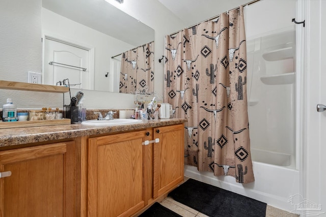 80 Woodland St, Cantonment, FL 32533 - full bathroom featuring vanity, shower / tub combo, and tile patterned floors
