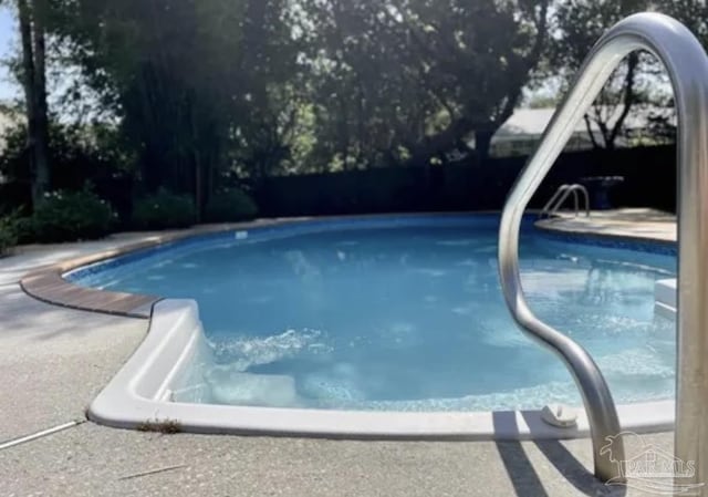 view of pool featuring a fenced in pool
