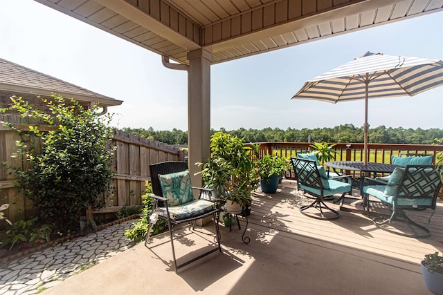 view of patio with a wooden deck