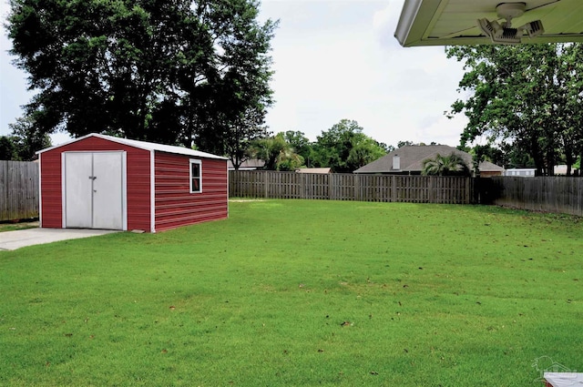 1701 Eagle Ter, Cantonment, FL 32533 - view of yard with a fenced backyard, a storage unit, and an outbuilding
