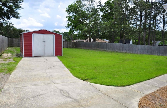 1701 Eagle Ter, Cantonment, FL 32533 - view of yard with a fenced backyard, an outdoor structure, and a shed