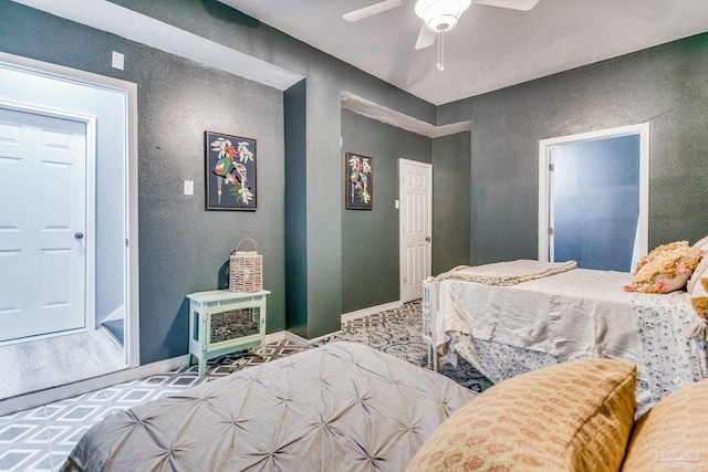 bedroom featuring ceiling fan