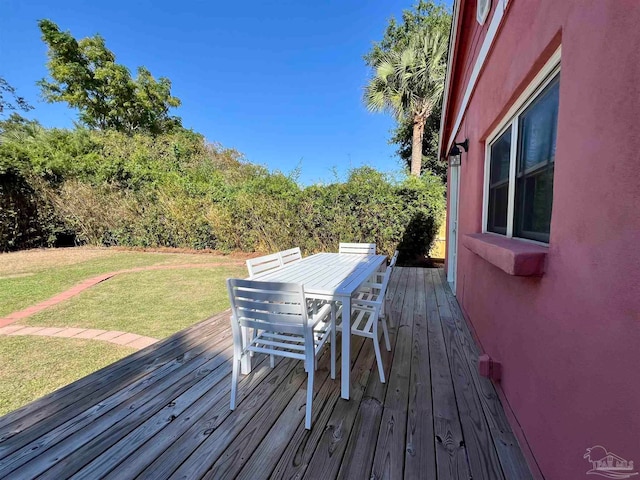 deck featuring a yard