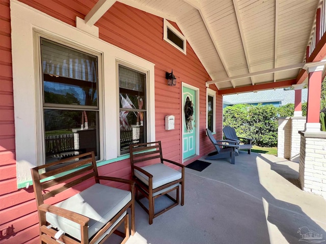 view of patio with a porch