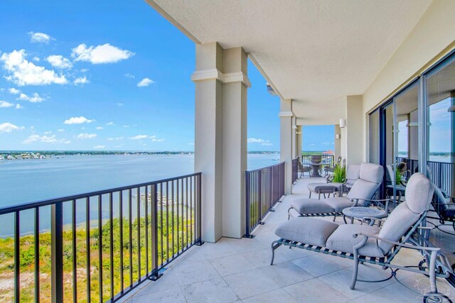 balcony with a water view