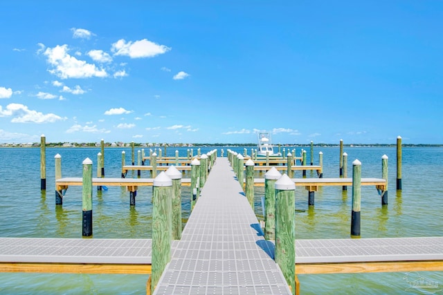 view of dock featuring a water view