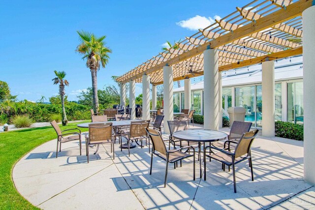 view of patio / terrace featuring a pergola