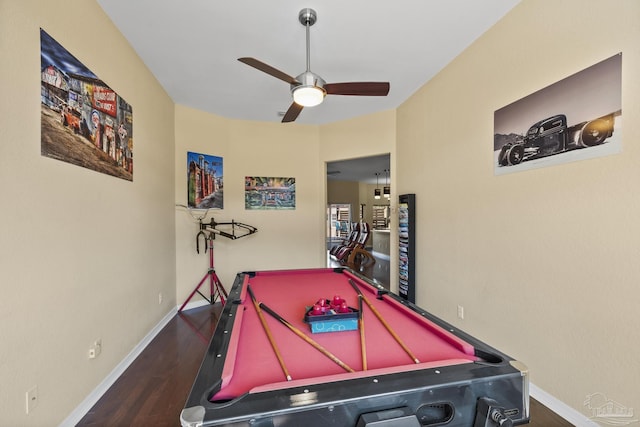 7770 Fenwick St, Navarre, FL 32566 - playroom featuring wood finished floors, ceiling fan, and billiards table