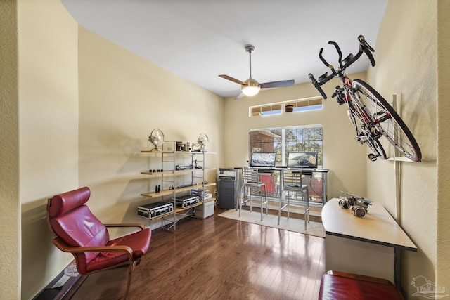 7770 Fenwick St, Navarre, FL 32566 - living area with wood finished floors and ceiling fan