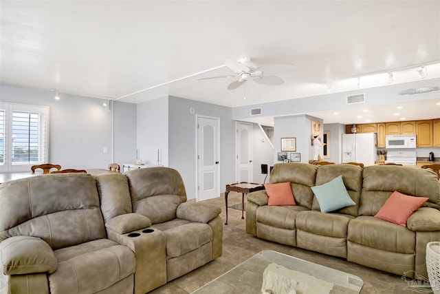 1111 Ft Pickens Rd Unit 524, Pensacola Beach, FL 32561 - living room with track lighting and a ceiling fan