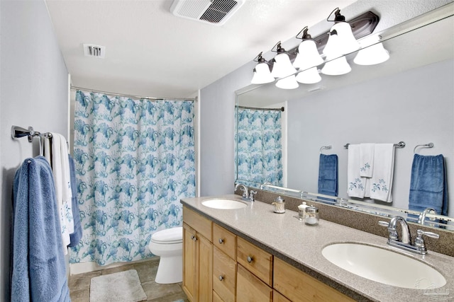 1111 Ft Pickens Rd Unit 524, Pensacola Beach, FL 32561 - full bath featuring toilet, double vanity, and curtained shower