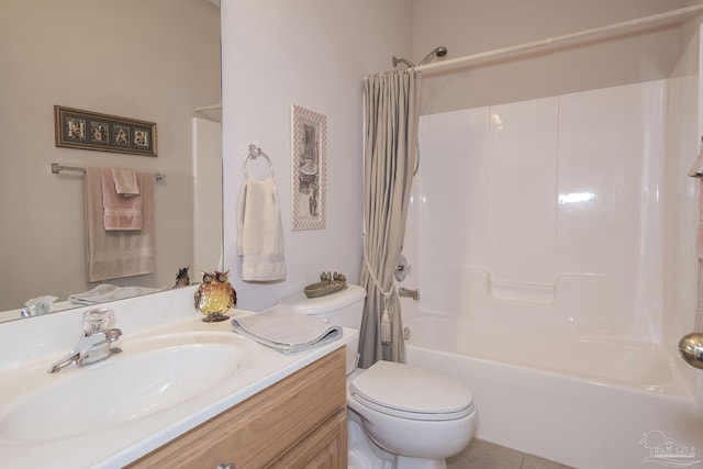 1013 Patriot Pl, Pensacola, FL 32534 - full bathroom featuring shower / tub combo with curtain, vanity, tile patterned flooring, and toilet