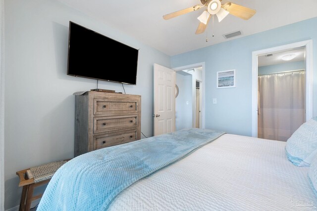 bedroom featuring ceiling fan